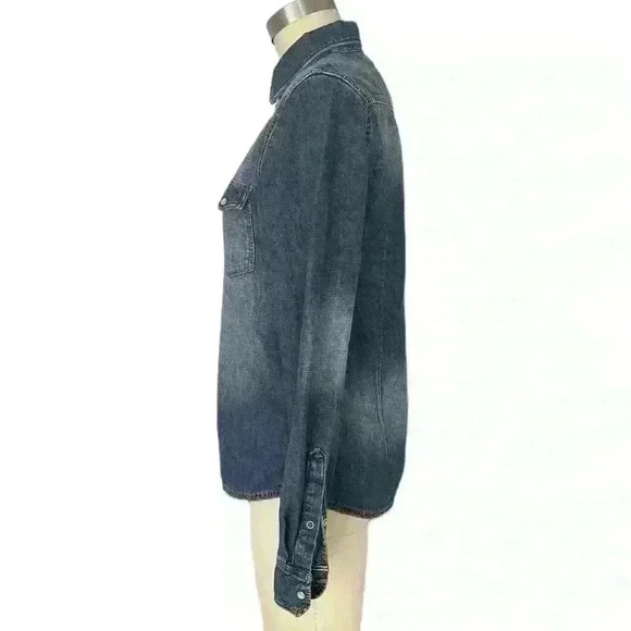 River Island Denim Asymmetrical Closure Shirt Size M  /12UK - Picture 3 of 8